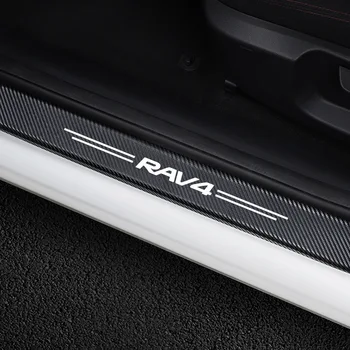 

4PC Car Door Sill Protector Stickers Carbon Fiber Vinyl Decals For Toyot a RAV4 Car sticker Auto Door Threshold Cover Accessoris