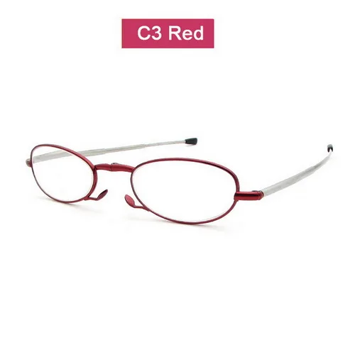 C03 Red Складные очки для чтения очки для мужчин для женщин пресбиопические очки отсутствие металлические очки с Оригинальная коробка+ 1,0 1,5 2,0 2,5 3,0 RA5008 - Цвет оправы: C03 Red