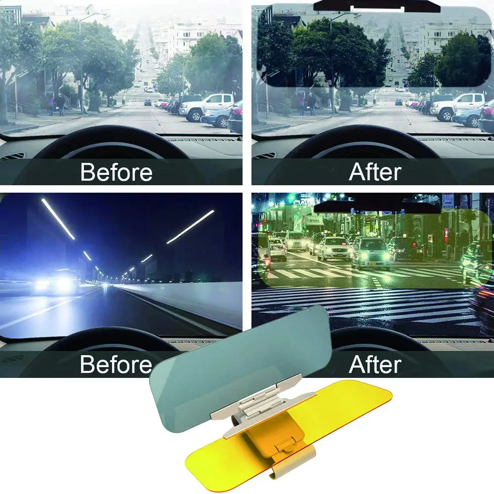 Anti-Glare Sunshade Anti-Dazzle Goggles Mirror Night Visor for Auto Car Truck SUV 4350389802 PME Car Driving Sun Visor Extender for Day and Night Yellow/Gray, Size:13x4.7in 