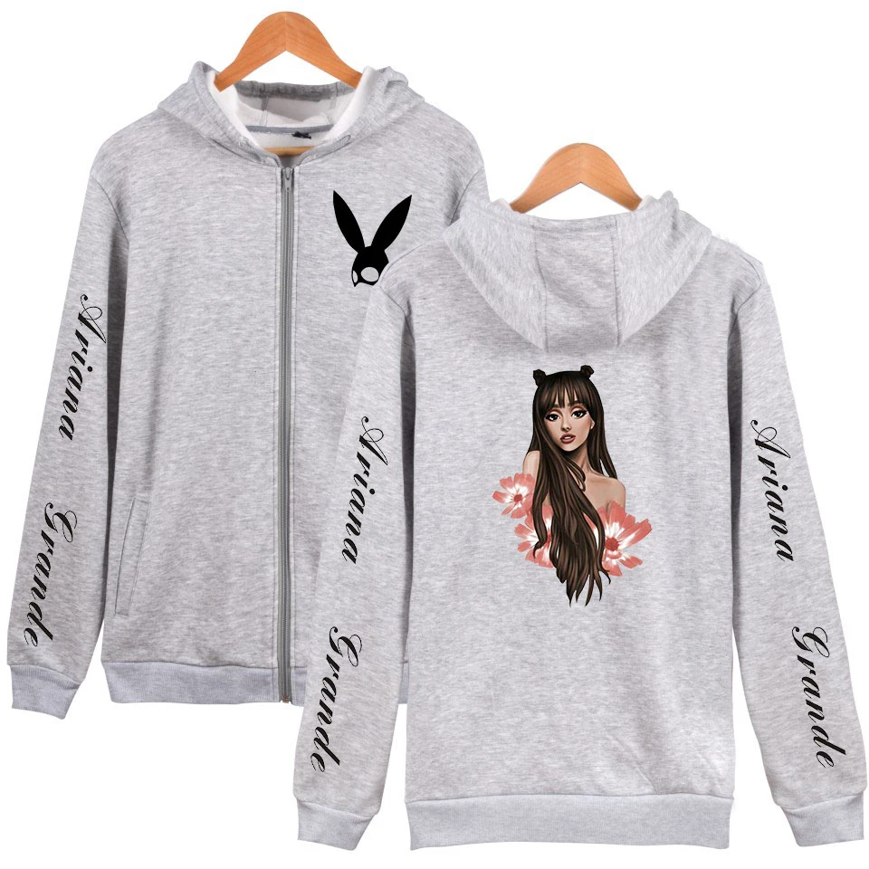 K Новые женские толстовки с капюшоном на молнии Ariana Grande, большие размеры, одежда в стиле хип-хоп, повседневная куртка-бомбер, Женское пальто Ariana Grande - Цвет: K
