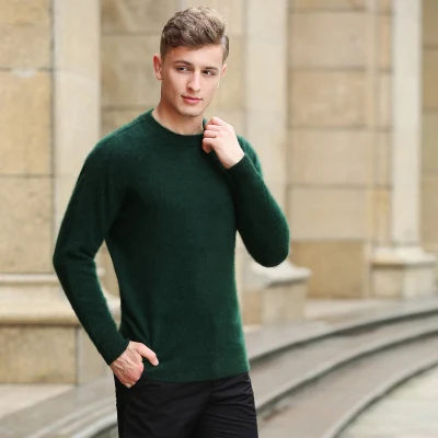 ATTYYWS, осенний и зимний мужской свитер из бархата, вязаный Свободный Повседневный пуловер с длинным рукавом, качественный свитер, разноцветный - Цвет: Dark green