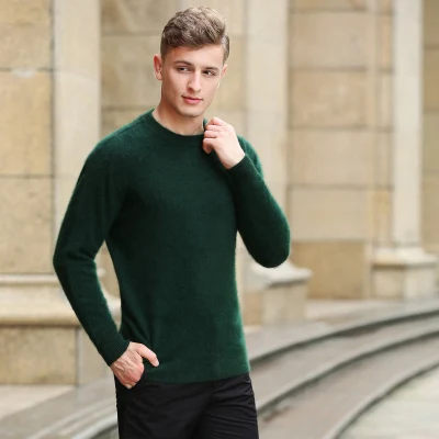 Dark green ATTYYWS, осенний и зимний мужской свитер из бархата, вязаный Свободный Повседневный пуловер с длинным рукавом, качественный свитер, разноцветный - Цвет: Dark green