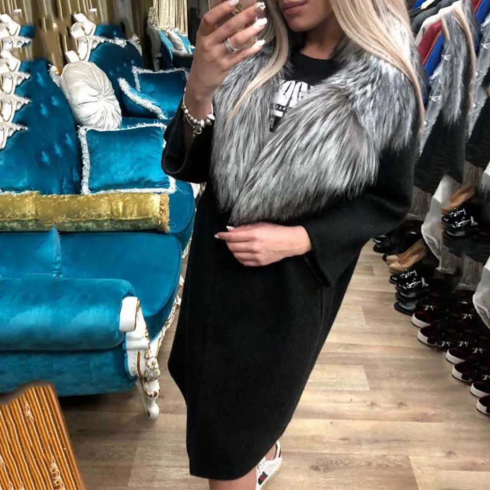 Черная Женская Шуба из натурального меха теплая шуба шерстяной кожи с толстым