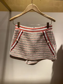 

Women Pants Spring / Summer 2020 Women's Color Stripe Tweed Jacquard Short Skirt Pants