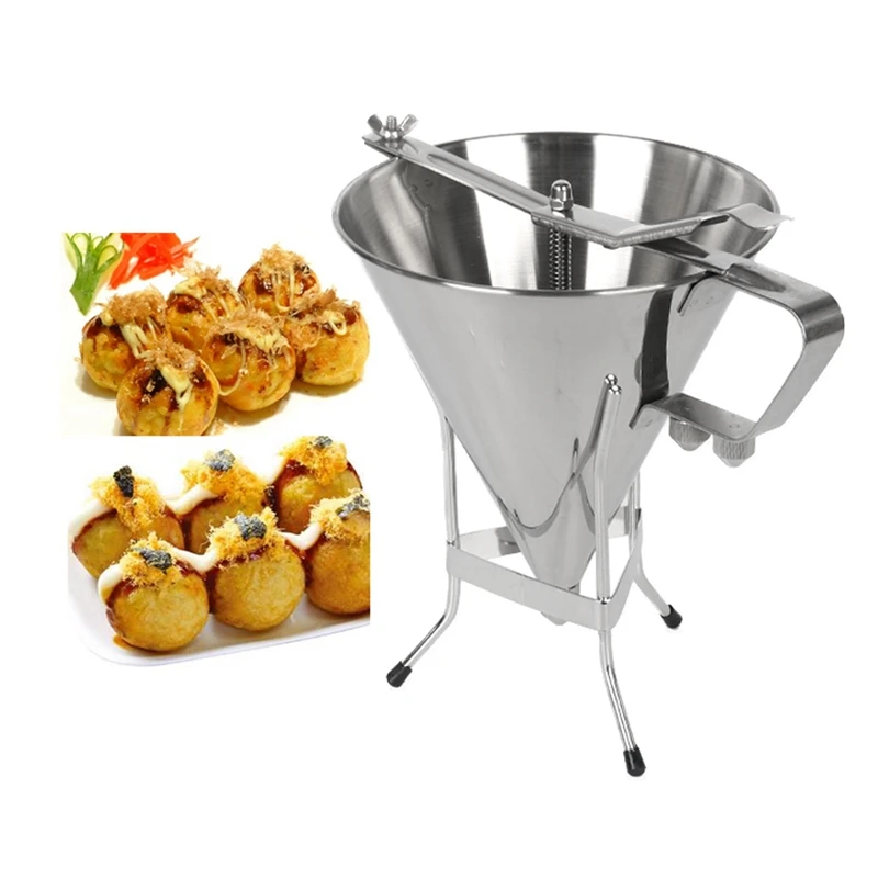 

Hot New 1.75L Big Stainless Steel Funnel Octopus Balls Tools with Rack Baking Dispenser Cooking Tools