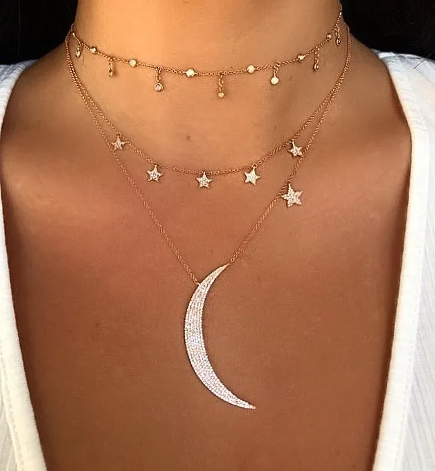 

Wholesale Gold Silver Color CUTE Cz Charm 5 Pcs Star Lovely Girl Women Charm Necklace 925 Sterling Silver High Quality Jewelry