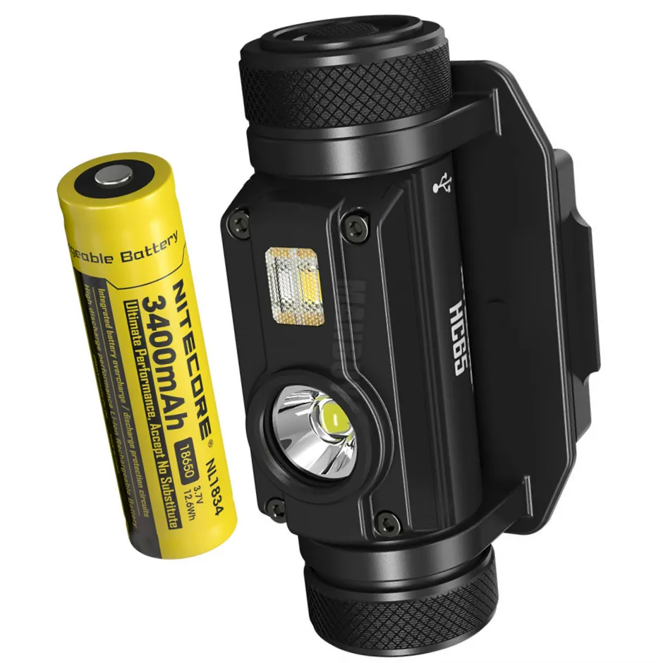 2020 NITECORE HC65M 1000Lm CREE U2 LED with 18650 Rechargeable Battery Triple Output LED Helmet Light  Waterproof Travel Outdoor