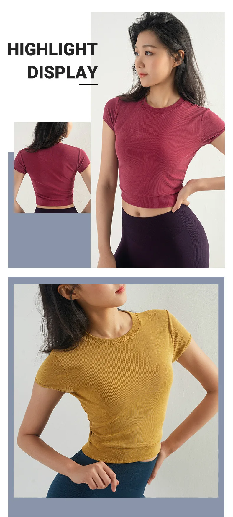 Bare-midriff топы спортивные для женщин Быстросохнущий короткий рукав Йога Топ для бега фитнеса спорта рубашки женские тонкие спортивные футболки
