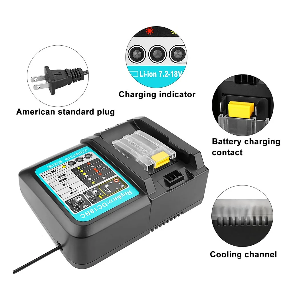 Сменное зарядное устройство для Makita 7,2-18 в DC18RA DC18RC, беспроводной электрический инструмент, зарядное устройство, инструмент для зарядки, вилка стандарта США/ЕС