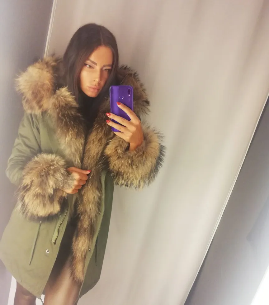 Maomaokong 2022 Fashion new Women's winter fur coat Jacket with natural fur Removable real fox fur lined Big fur collar parkas lightweight puffer jacket