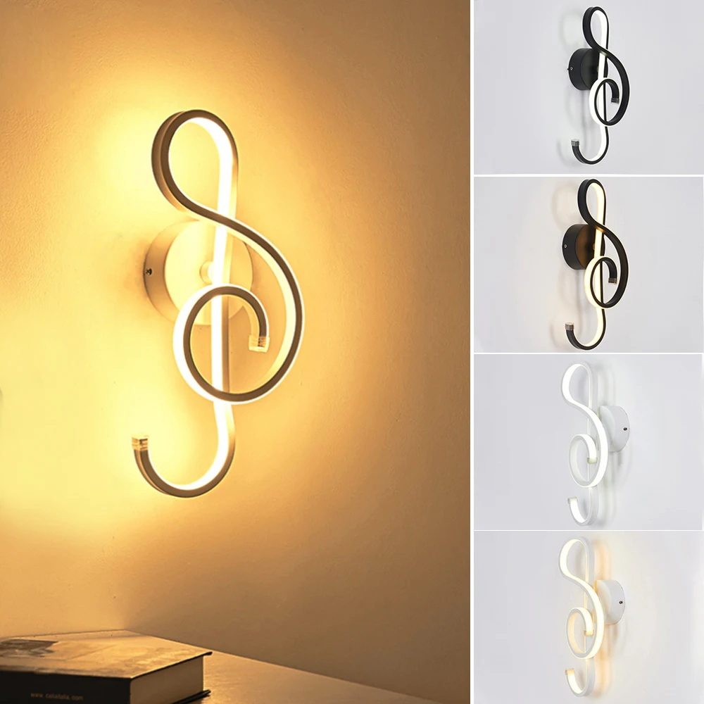 16W Wall Lamp Light LED Music Symbols Wall Lamp Living Room Bedroom Bedside Light Decorative Wall Sconce Lamp 1pcs