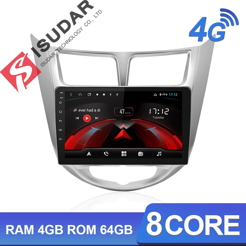 Isudar H53 4G Android 1 Din автомагнитола для hyundai/Solaris/Verna 2010- Автомобильный мультимедийный gps 8 ядерный ram 4 Гб rom 64 Гб DVR камера