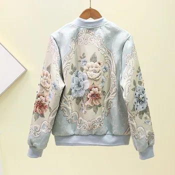 

autumn spring 2020 women new Korean version of the loose jacquard heavy work beaded luxury baseball uniform diamond jacket