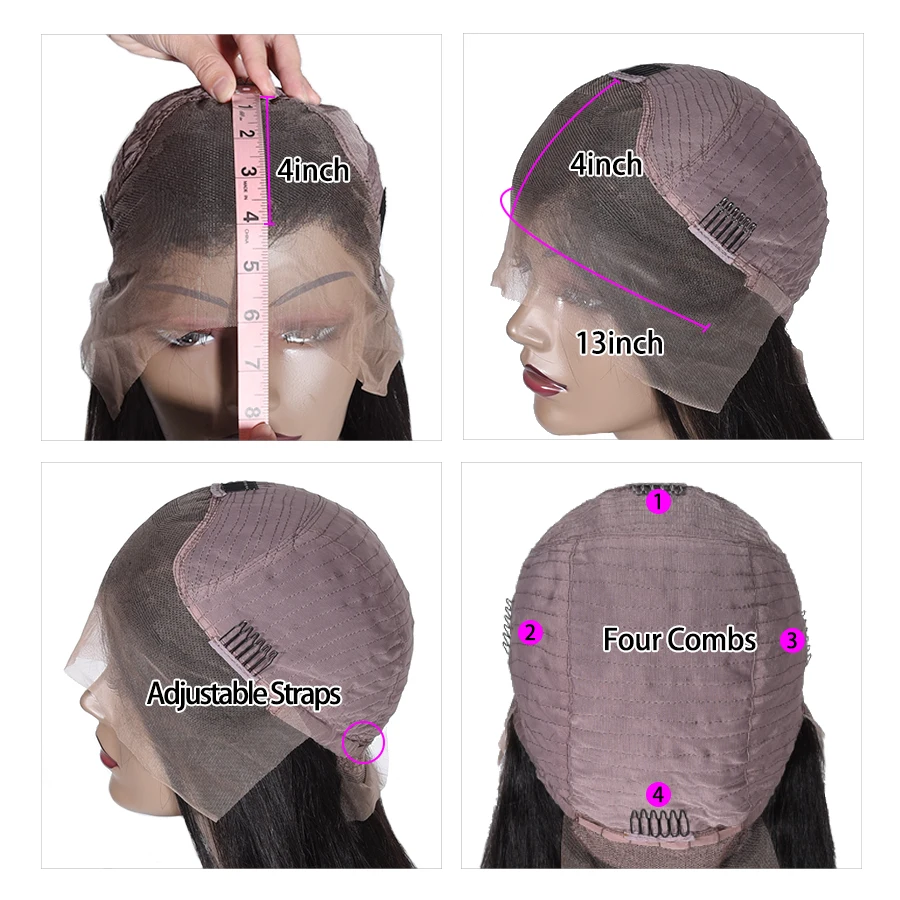 13x4 Lace Front Wig Длинные прямые парики из натуральных волос на кружеве, парик из натуральных волос для черных женщин 13*6/13*4 - Цвет волос: 13x4 Lace Front Wig