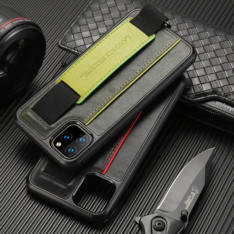  LANGSIDI brand card slots Leather phone case for iphone 11 11Pro max 7 plus 8 6s x xr Stand back co