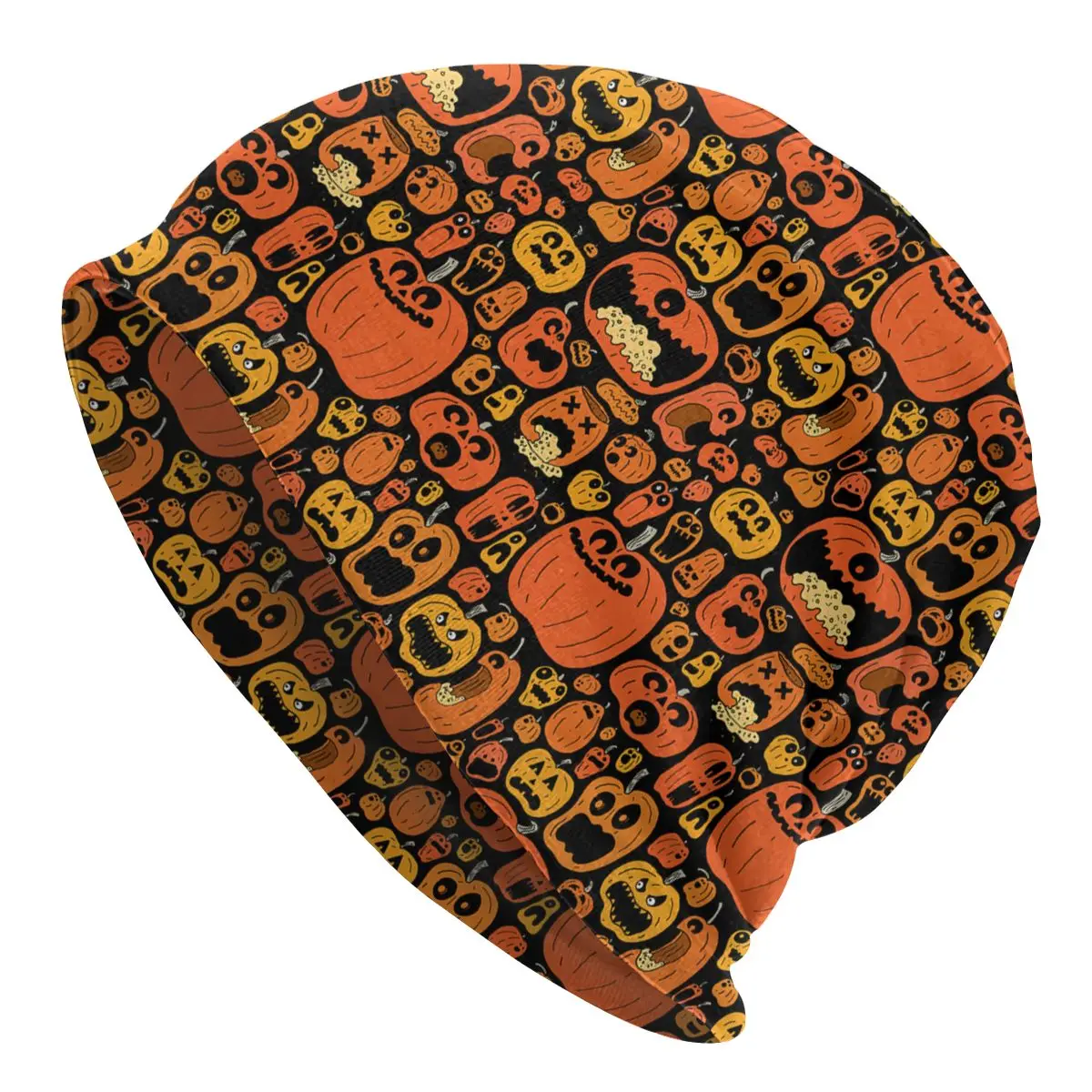 

Pumpkin Pattern Halloween Skullies Beanies Hats Hip Hop Autumn Winter Outdoor Unisex Cap Adult Warm Dual-use Bonnet Knitting Hat