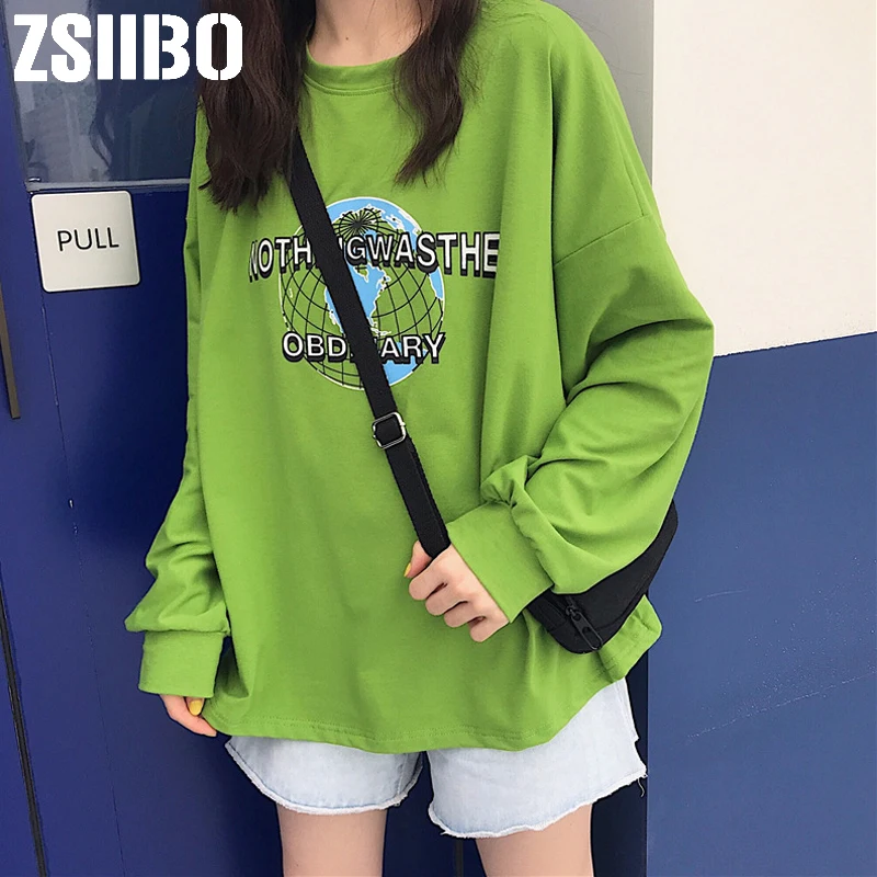 

Sweatshirt Womens Long Sleeve Warm Harajuku Printed Pullovers 2019 autumn Oversize Leisure Chic Sweatshirts Poleron Sudadera
