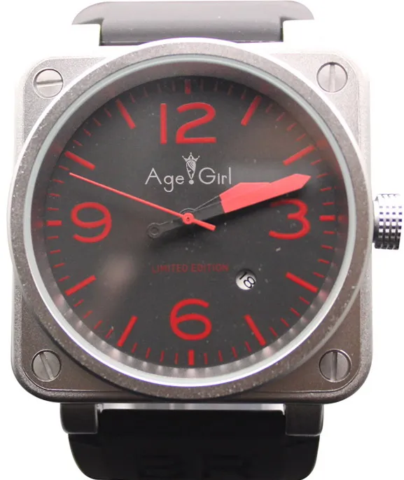 Стиль Для мужчин автоматические механические часы Ограниченная серия часы колокол авиации Для мужчин спортивные, для дайвинга Часы Черный чехол BR01-92 черная резина - Цвет: 1