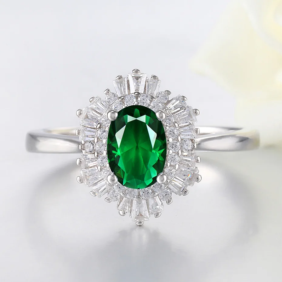 Created Emerald Куолит Танзанит морганит драгоценный камень кольца для женщин Твердые 925 пробы серебро ручной работы шестиугольник рубиновый изумруд кольцо ювелирные украшения - Цвет камня: Created Emerald