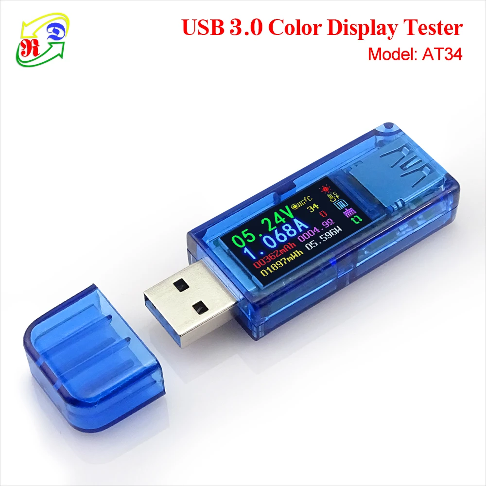 

AT34 AT35 USB 3.0 color LCD Voltmeter ammeter voltage current meter multimeter battery charge power bank USB Tester