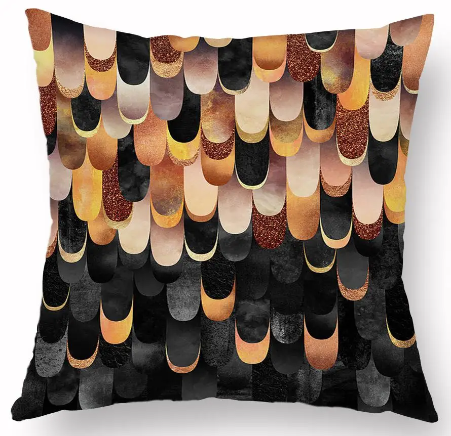Scandinavian Style Creative Geometric Pattern Cushion Personality Marble Printed Pillow Watercolor Landscape Painting For Home - Color: A8
