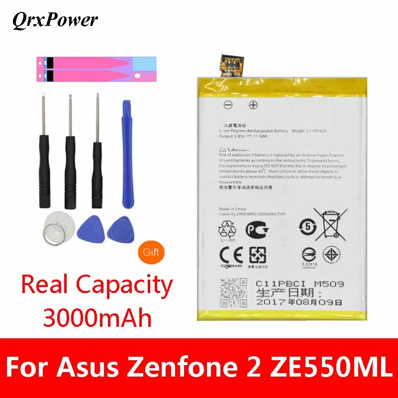 

QrxPower Replacement Battery 3000mAh C11P1424 For ASUS Zenfone 2 ZE550ML Z008D ZE551ML Z00AD Z00ADB Z00A