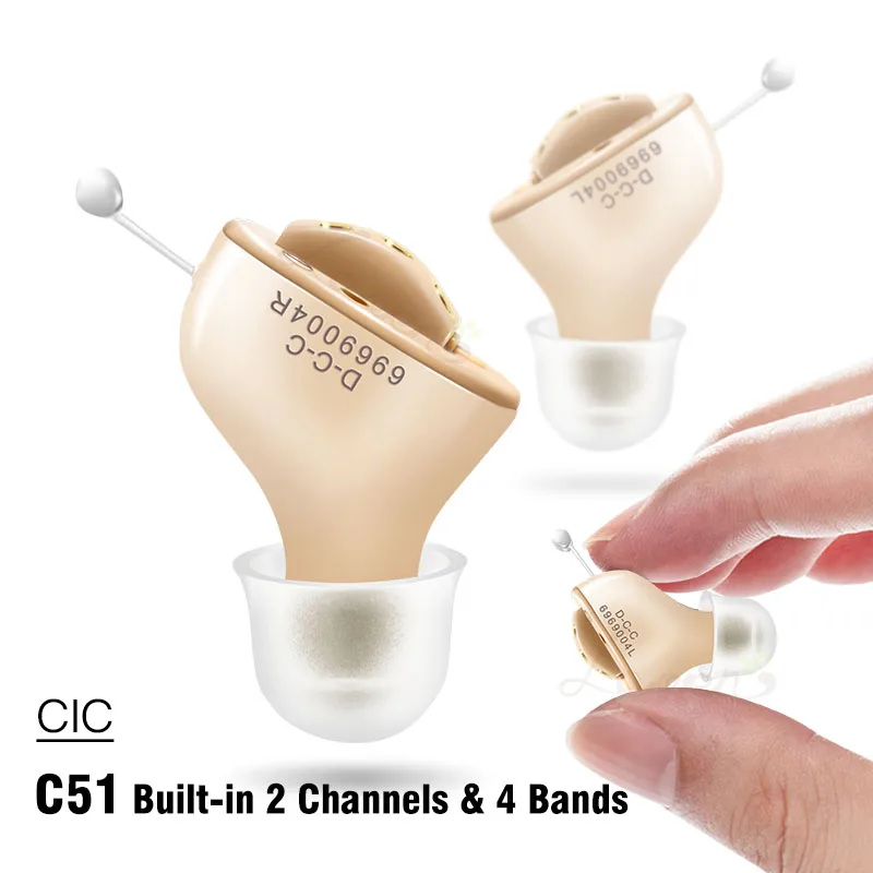 C51 перезаряжаемый невидимый слуховой аппарат 2 канала 4 диапазона USB
