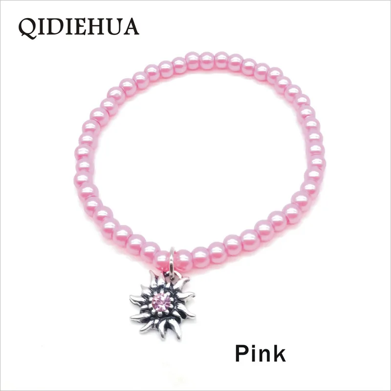 Модный браслет из искусственного жемчуга, богемский винтажный браслет, счастливые цветы, Эдельвейс, очаровательный браслет, женский браслет из бисера - Окраска металла: pink
