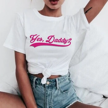 

Ladies summer casual short sleeves Satan Is My Sugar Daddy Aesthetic Kawaii Harajuku T-shirt 90s Fashion