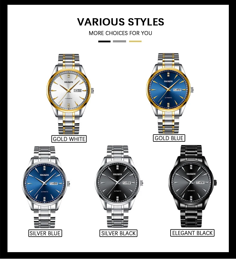 HAIQIN, мужские часы, автоматические наручные часы для мужчин, s Топ, роскошные брендовые механические часы, мужские деловые черные часы, Reloj hombres