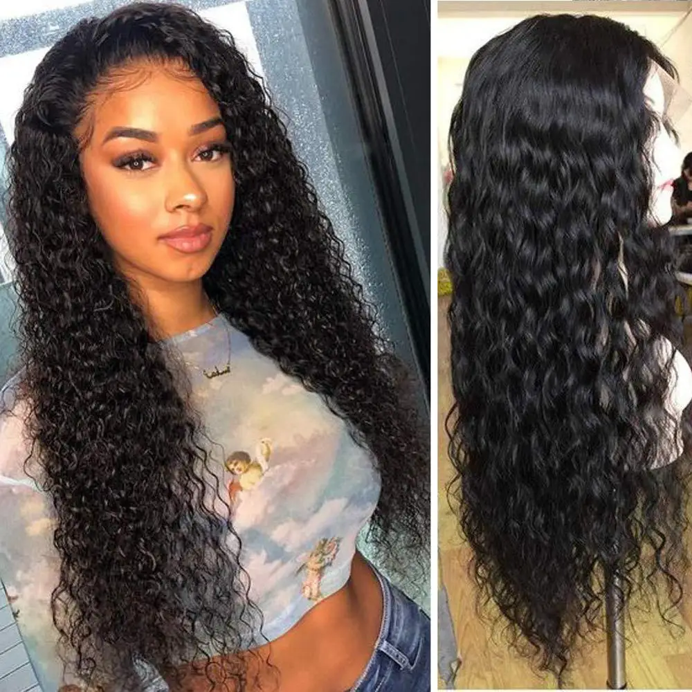 

Shopify-Dropshipping Pre Plucked Curly Human Hair Deep Wave Wig Women Frontal Lace Remy Human Hair Brazilian Human Hair Styling