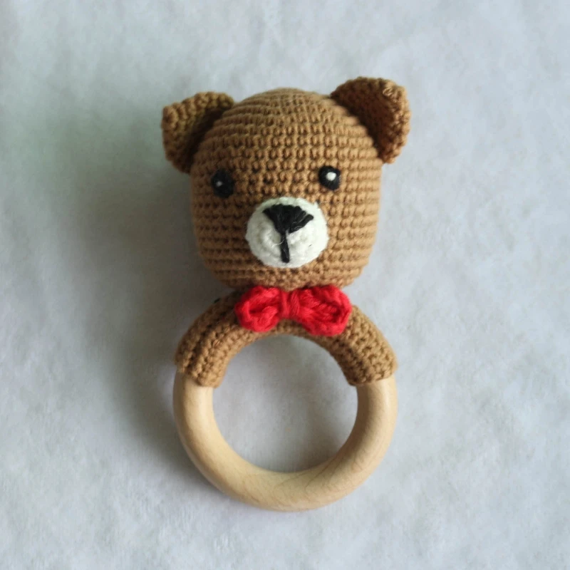 

Baby Pacifier Clip Chain Teething Bracelet Crochet Bear Soother Rattle Teether L4MC