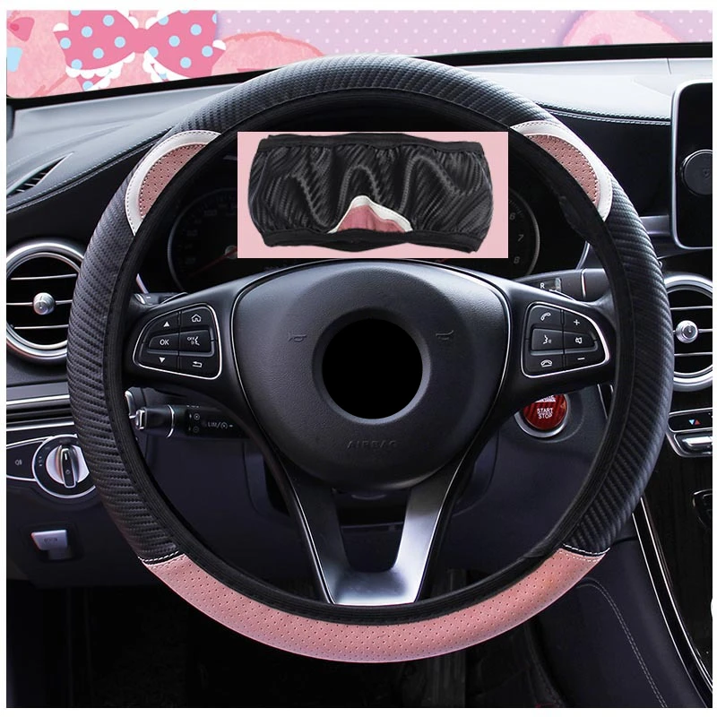 Автомобильные аксессуары мультяшный чехол на руль оплетка на рулевое колесо чехол для женщин Funda Volante чехол на рулевое колесо - Название цвета: Розовый