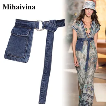 

Mihaivina Wholesale Fashion Fanny Pack Bag Jeans Waist Packs Women Denim Waist Belt Bag Female Bum Bag Girl Phone Package Pouch