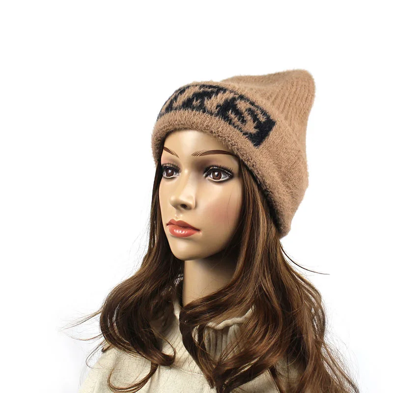 Женская шапка, зимняя шапка, теплая вязаная Осенняя Лыжная уличная шапка, аксессуар для девочек-подростков