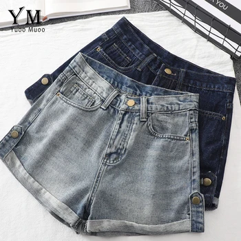 

YuooMuoo High Quality Soft Vintage Crimping Women Denim Shorts All Match Blue Summer Jeans Shorts Classic Ladies Shorts Femme