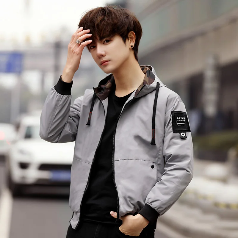 

2019 Hooded Jackets Men New Patchwork Color Block Pullover Jacket Fashion Tracksuit Coat Men Hip Hop Streetwear Jacket Men