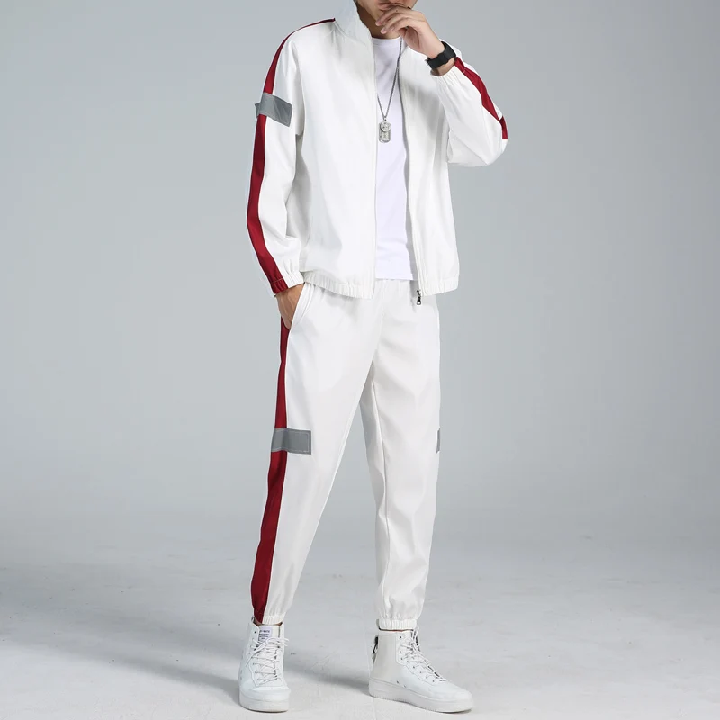 

Spring and autumn sports jacket suit men's Korean Trend loose men's large leisure two piece suit with sports leisure suit cardig
