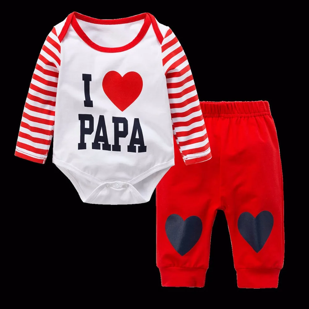 Комплект для малышей Детская одежда с надписью «PAPA MOM» синий и красный костюм, джинсы+ штаны комплекты одежды для маленьких мальчиков и девочек,# E