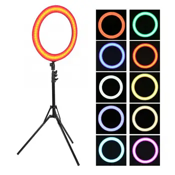 

18" Color Light Ring Light Dimmable LED Fill Light with Stand for Video Live Makeup Mirrors Lights