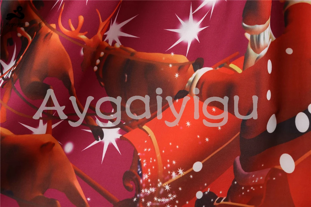 Aygaiyigu, большой размер, женское рождественское платье ELK, большой размер, винтажное, Festval, одежда, элегантное, кружевное, открытое, ретро, с принтом, платья
