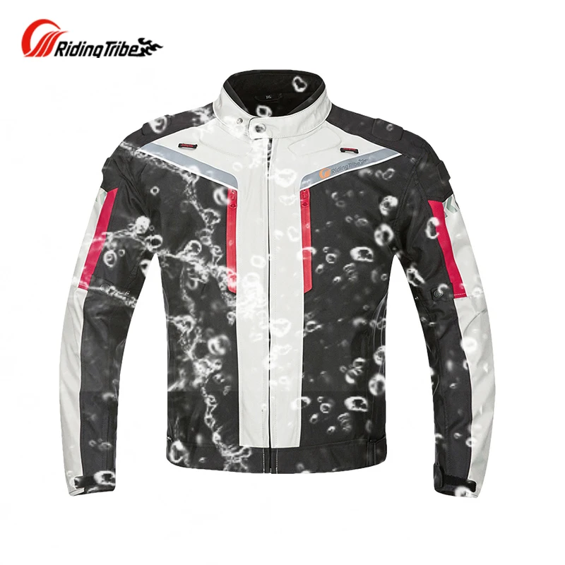 White Grey Jacket Мотоциклетные водонепроницаемые куртки, штаны, одежда для мотокросса, светоотражающие брюки, костюмы с CE защитным снаряжением, куртка для верховой езды - Цвет: White Grey Jacket