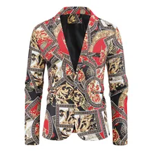 Chaqueta con botones para hombre, traje de lujo con estampado Floral para Club nocturno, escenario, boda, Social, informal, ajustado, Formal