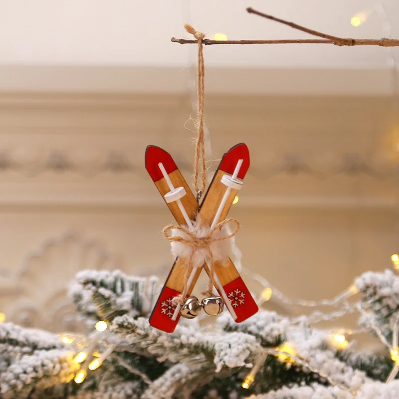 Рождественская веревка и колокольчик Рождественская елка висячие орнамент деревянные сани орнамент