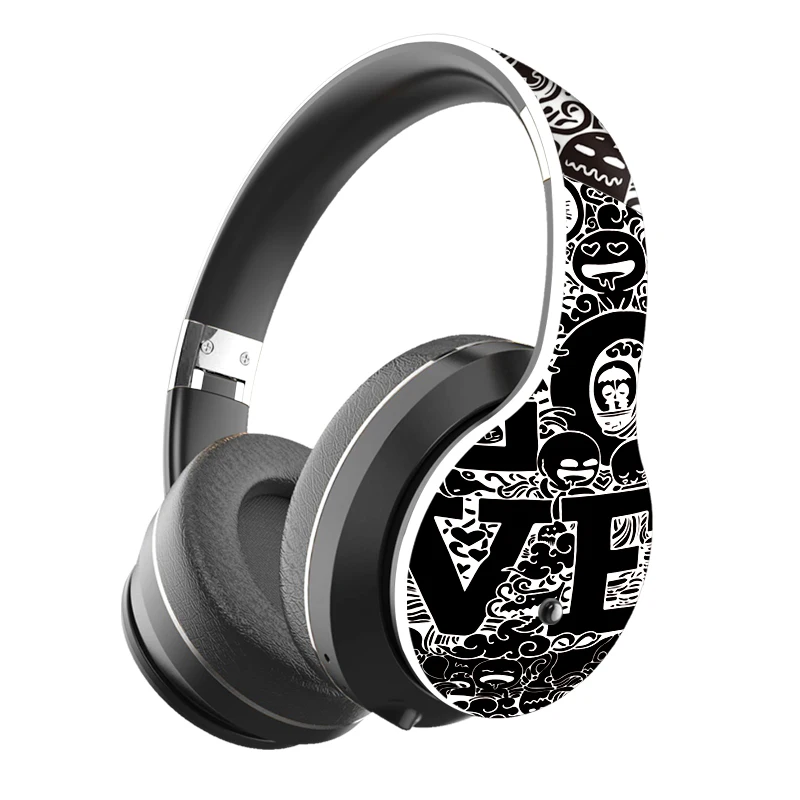 Новые портативные беспроводные наушники Bluetooth стерео Складная гарнитура аудио Mp3 регулируемые наушники с микрофоном для музыки - Цвет: Black White