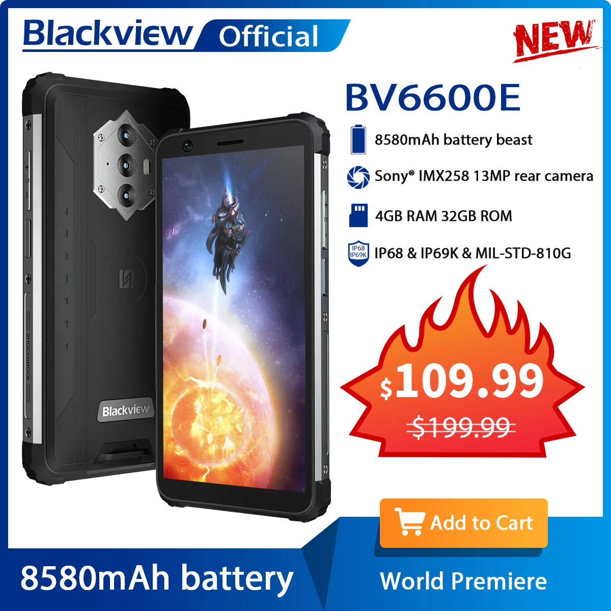 Смартфон Blackview BV6600E IP68 8580 мАч 8 ядер 4 + 32 ГБ 5 7 дюйма Android 11 | Мобильные телефоны и