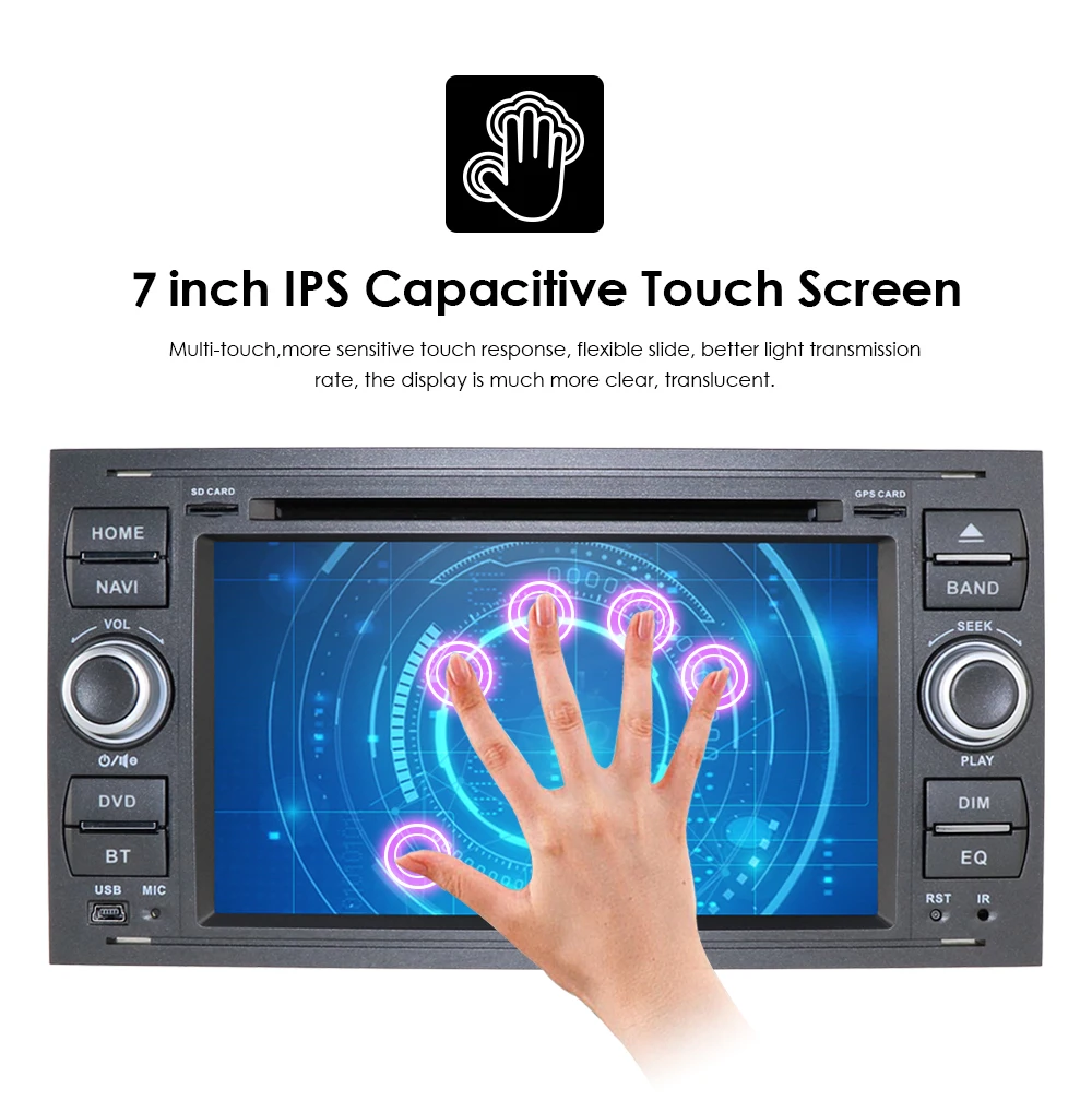 Excellent 7"IPS Touch Screen Android 9.0 Car DVD Player For Ford Focus Transit Kuga Wifi Wifi 3G GPS Radio Steering wheel Free Camera+DVR 14