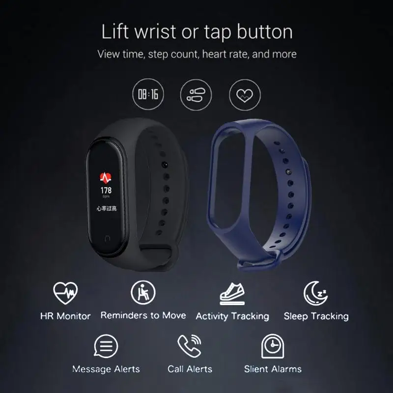 CN версия Xiaomi mi смарт-браслет 4 3 цвета AMOLED экран mi Band 4 фитнес-трекер Bluetooth спортивный водонепроницаемый браслет