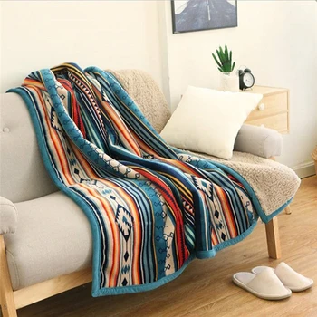 

Bohemian Soft Plush Flannel Throw Blanket 50'' x 60'' for Bed Couch Sofa Camping