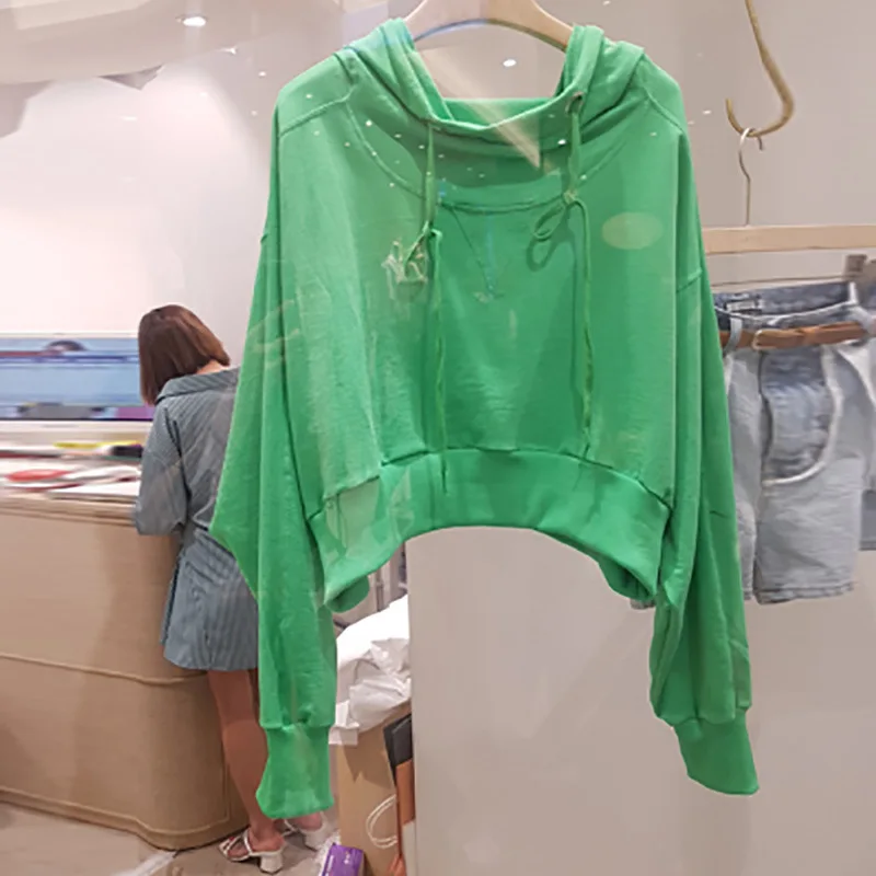 

2019 Fall Vests New Women Loose Solid Color Drawstring Hooded Short Vests Women Pullovers Sweatshirt Women